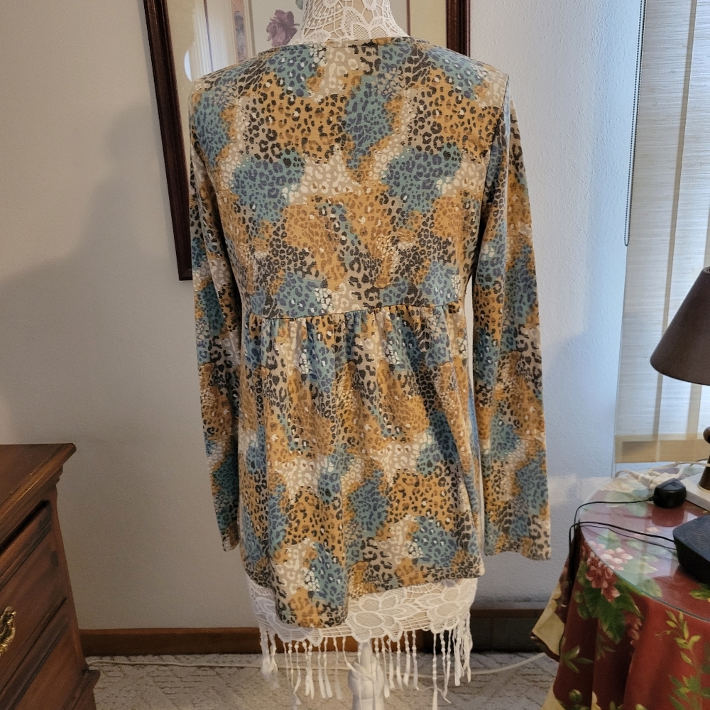 Ces Femme animal print v-neck baby doll sweater - Picture 4 of 6